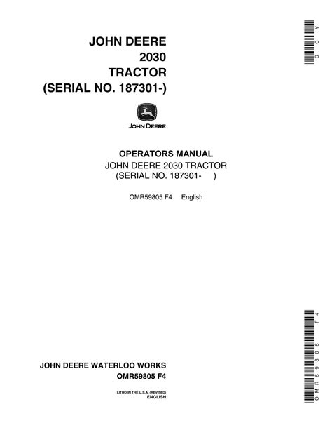 JOHN DEERE 2030 TRACTOR OPERATORS MANUAL – PROFMANUAL