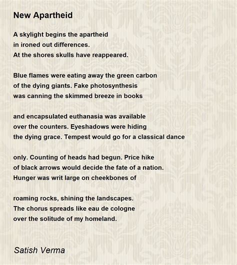 New Apartheid - New Apartheid Poem by Satish Verma