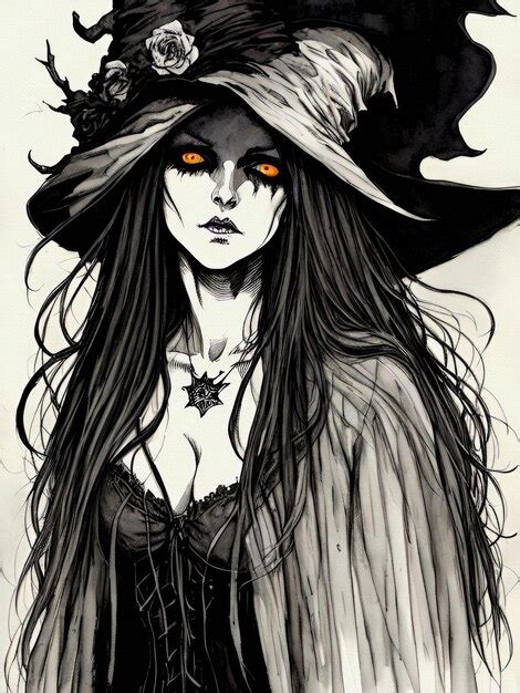 Premium AI Image | Hand Painted Creepy Halloween Witch Portrait