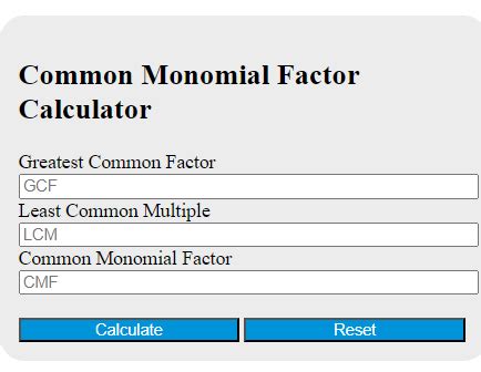 Common Monomial Factor Calculator - Calculator Academy