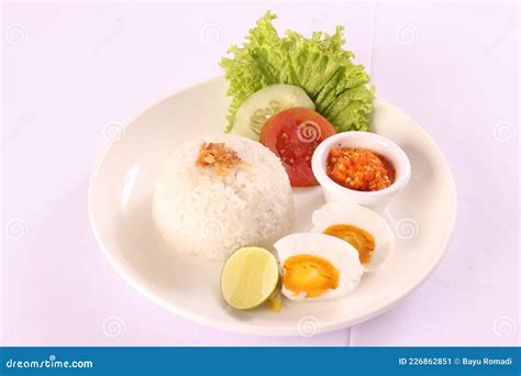 Nasi Putih Dengan Telur Asin White Rice with Salted Egg Indonesia Stock ...