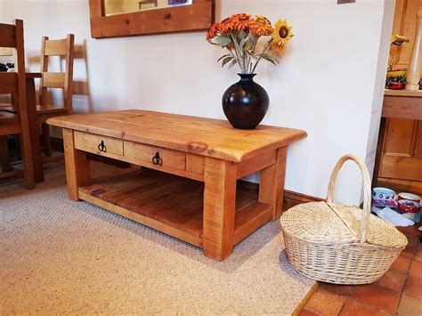 Beautiful Solid Chunky Rustic Pine Coffee Table with 2 Drawers | in Brampton, Cambridgeshire ...