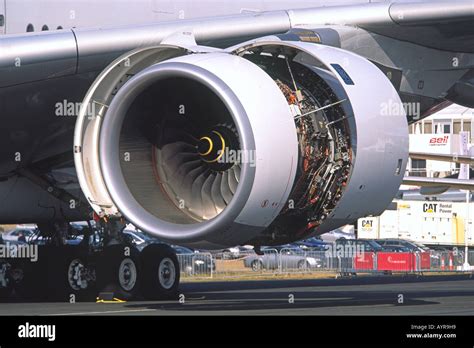 Rolls Royce Trent 900 jet engine detail on an Airbus A380 Stock Photo - Alamy