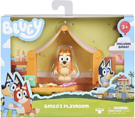 Bluey Bingos Playroom Mini Playset Canopy, Table, Computer, Rug ...