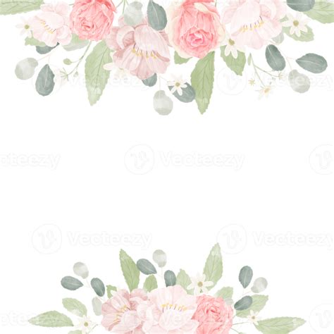 pink pastel watercolor rose flower bouquet arrangement banner ...