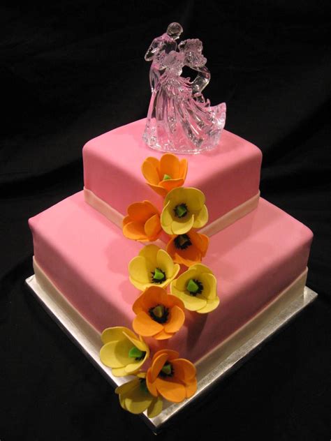 Pink With Yellow & Orange Flowers - CakeCentral.com