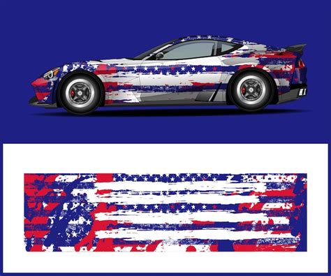 Premium Vector | Sports car racing wrap design with american flag