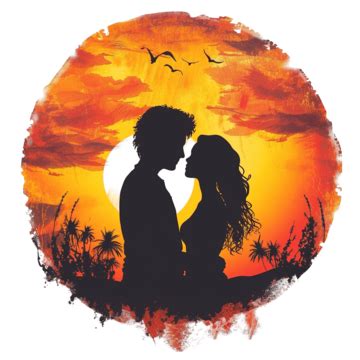 Lovers Silhouette In Sunset, Romance, Love, Couple PNG Transparent ...