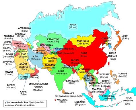 Mapa con los países y capitales de Asia (2024) — Saber es práctico