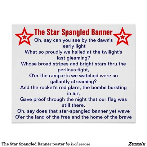 Lyrics To Star Spangled Banner Printable Web And The Rocket's Red Glare, The Bombs Bursting In ...