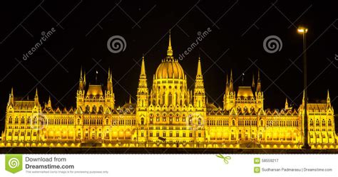 Night View of Hungary Parliament in Budapest Stock Image - Image of budapest, historic: 58559217