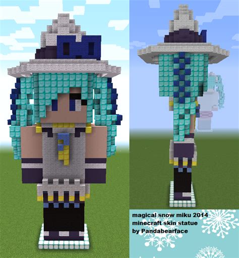 Snow Miku 2014 Minecraft Skin Statue front, side by Pandabearface on ...