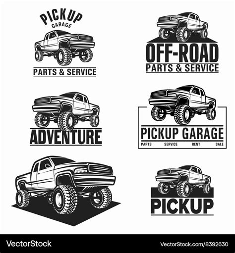 Car truck 4x4 pickup off-road logo Royalty Free Vector Image