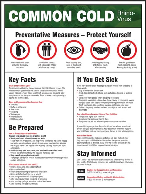 Common Cold Rhino-Virus Safety Poster PST416