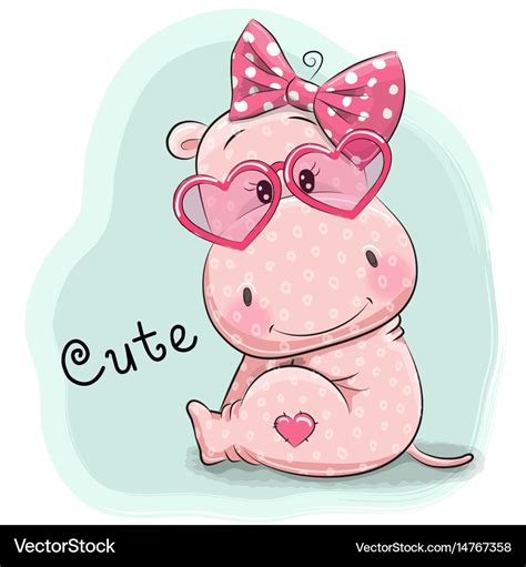 Cute drawing hippo girl Royalty Free Vector Image