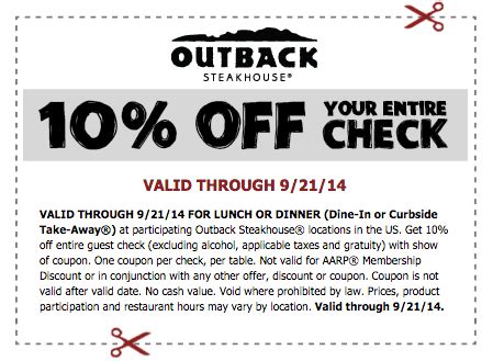 Restaurant Coupons: Outback Steakhouse, Quick Chek And More