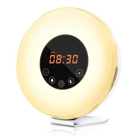 Wake Up Light Alarm Clock Lamp Alarm Clock Radio Sunrise Alarm Clock Fading Sunset with 7 Colors ...