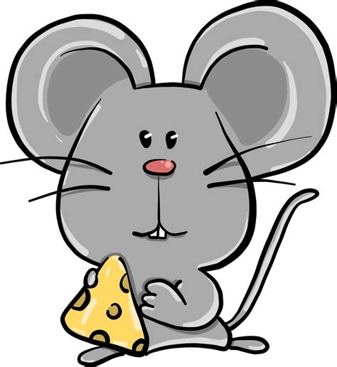 Mouse eating cheese, illustration, vector on white background 13501151 ...