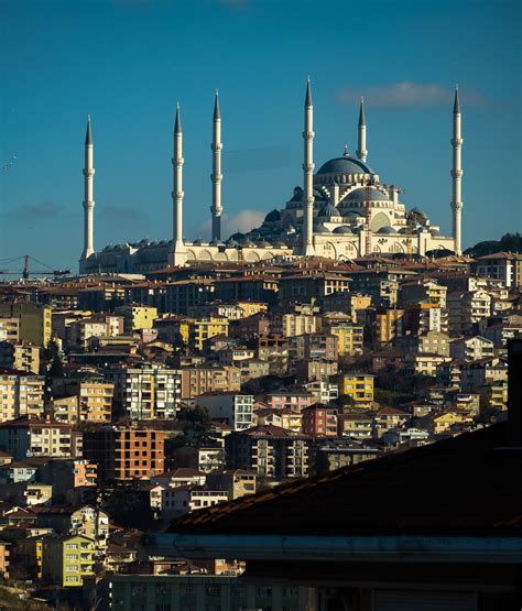 Camlica Mosque Under Night Sky with Full Moon · Free Stock Photo