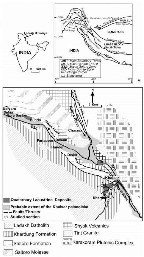 A. Location map and map showing major tectonic units of the Himalaya ...