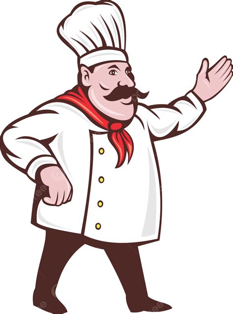 Cartoon Italian Chef With Mustache Hat, Cartoon, Hand, Standing PNG ...