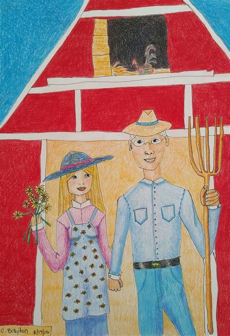 Happy Farm Couple Drawing by Clara Brayton - Fine Art America