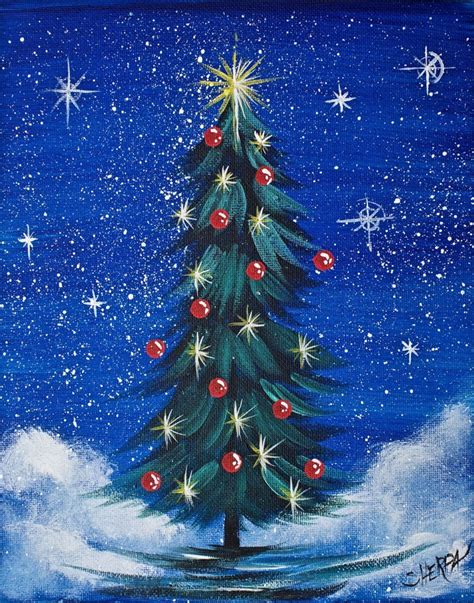 Simple Christmas TREE Step by Step Acrylic Painting on Canvas for Beginners | Christmas tree ...