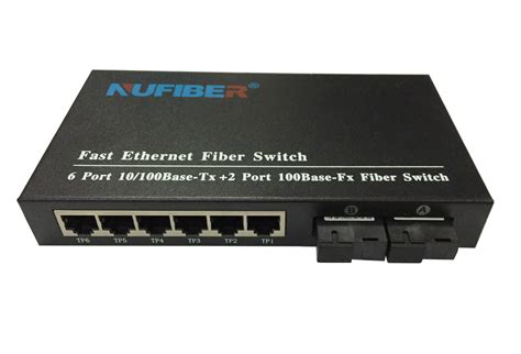 100M Fiber Optic Ethernet Switch 2 ports SC +6 ports RJ45 Single fiber SM