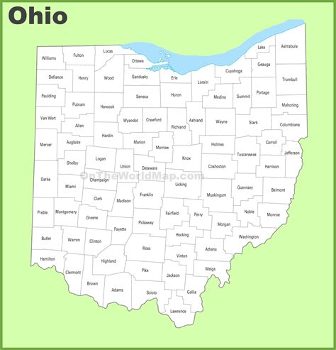 Ohio county map - Ontheworldmap.com