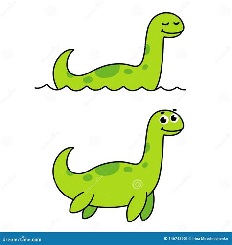 Cute Cartoon Loch Ness Monster Stock Vector - Illustration of cartoon ...