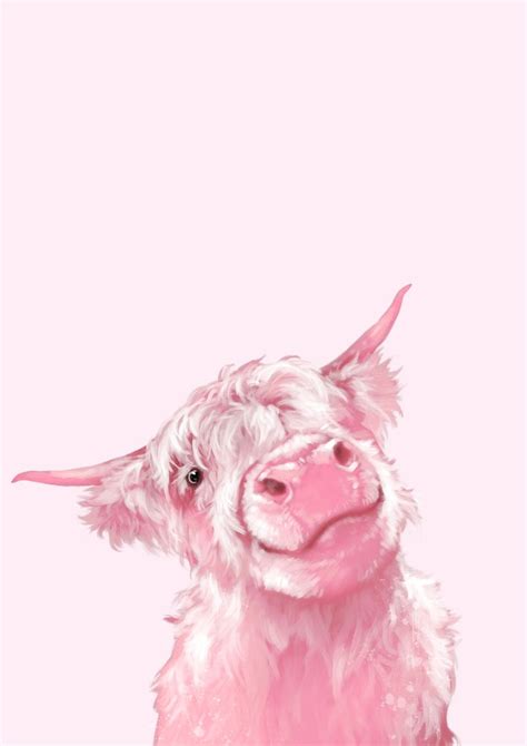 Highland Cow Pink Throw Pillow by Big Nose Work | Cow wallpaper, Cow print wallpaper, Cow