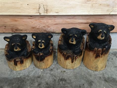 Group of small in log bears - Breakthru Designs