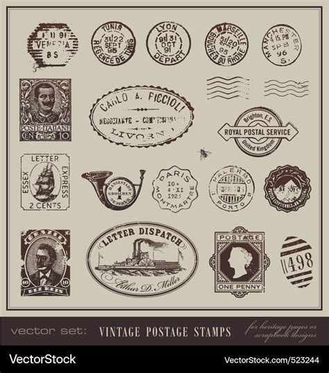 Vintage postage stamps Royalty Free Vector Image