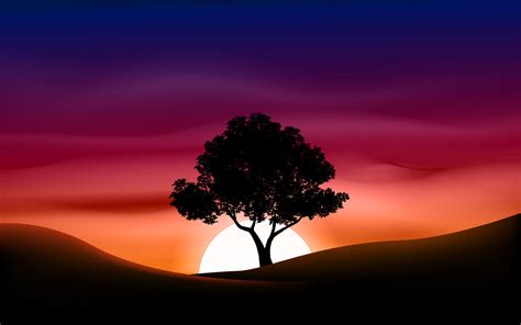 Tree silhouette on red sky sunset or sunrise 4597169 Vector Art at Vecteezy