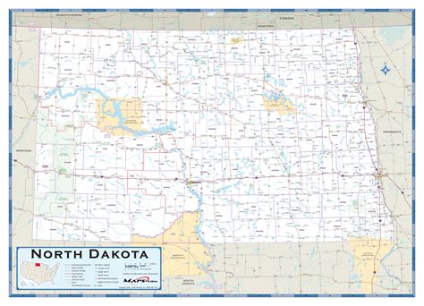 North Dakota County Highway Wall Map by Maps.com - MapSales