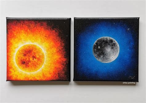 Sun & Moon, two acrylic paintings I recently made! : r/painting