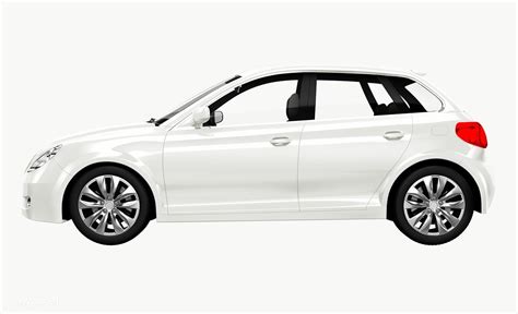 Download premium png of side view of a white hatchback in 3d about car ...