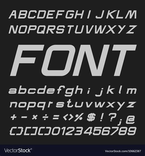 Bold italic alphabet font type letters and numbers