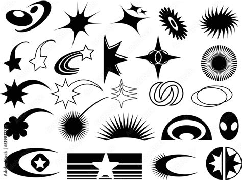 Vector set №4 of Y2K stars, elements and retro-futuristic graphic ornaments for decoration Stock ...