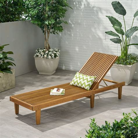 Maddison Outdoor Wooden Chaise Lounge, Teak Finish - Walmart.com - Walmart.com