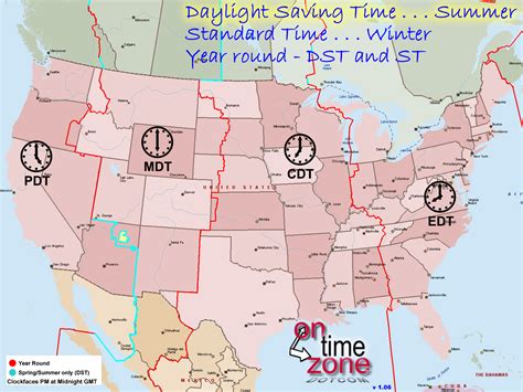 Us State Map Labeled With Time Zones