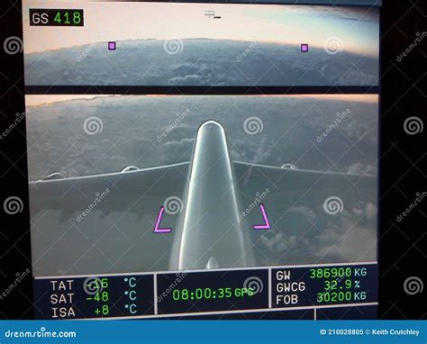 Cockpit view of the A380 stock image. Image of mounted - 210028805