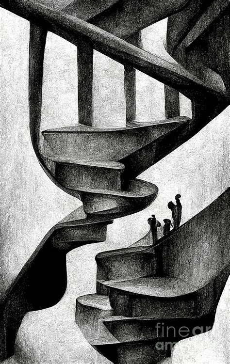 Interpretation of Escher's Infinite Stairs Digital Art by Sabantha - Pixels