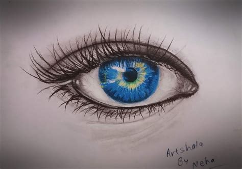 Blue Eye - original colored pencil drawing - craibas.al.gov.br