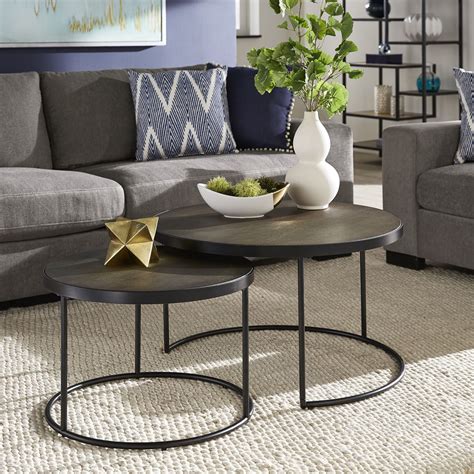 Weston Home Cambridge Black Finish Round Nesting Coffee Tables, Set of ...