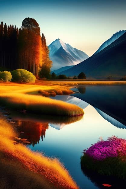 Premium AI Image | Idyllic Landscape Background