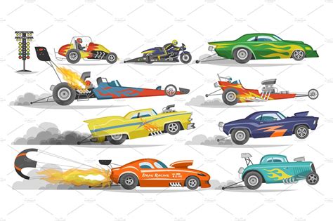 Race car vector drag racing on | Transportation Illustrations ~ Creative Market