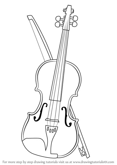 Learn How to Draw a Violin (Musical Instruments) Step by Step : Drawing Tutorials