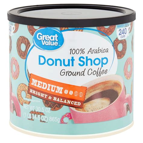 Great Value Donut Shop 100% Arabica Medium Ground Coffee, 30.5 oz ...