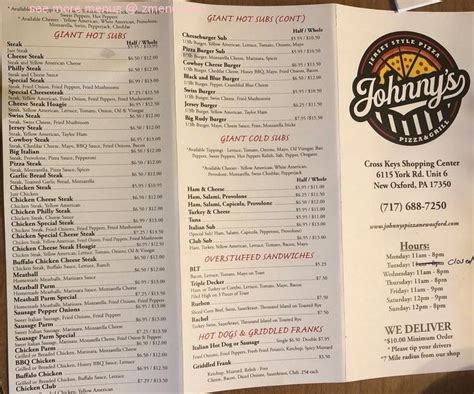 Online Menu of Johnny's Pizza New Oxford Restaurant, New Oxford, Pennsylvania, 17350 - Zmenu